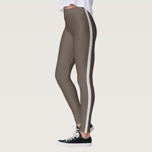 Brown White Stripe Leggings