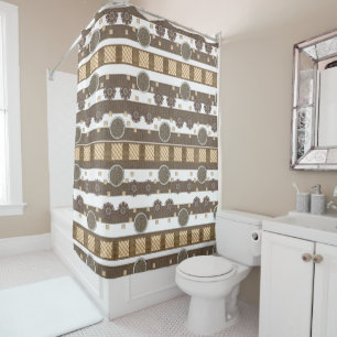 Brown & White Stripe Shower Curtain