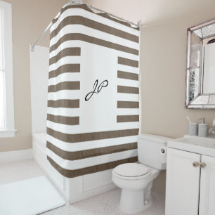 Brown & White Stripe Shower Curtain