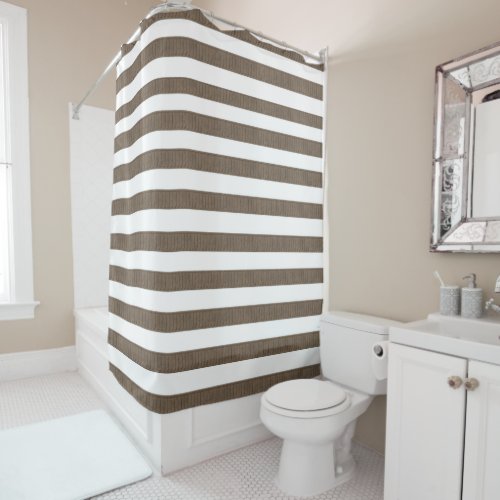 Brown  White Stripe Shower Curtain