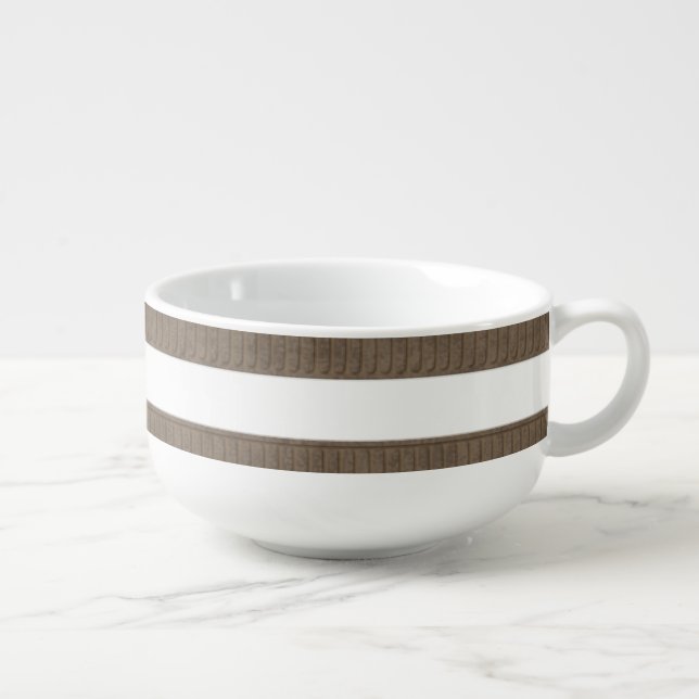 Brown & White Stripe Soup Mug (Left)