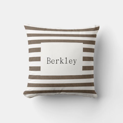 Brown  White Stripe Throw Pillow 