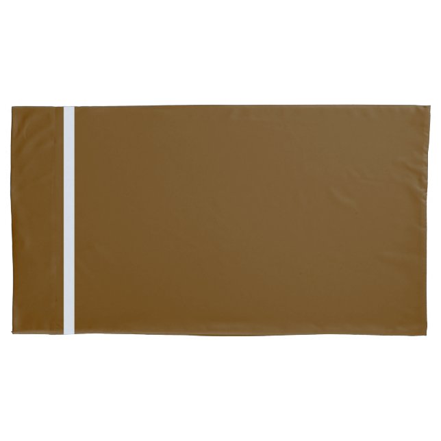 Brown +  White Stripe Trim  Pillow Case (Front-Left)