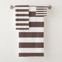 Brown &amp; White Striped Bath Towels
