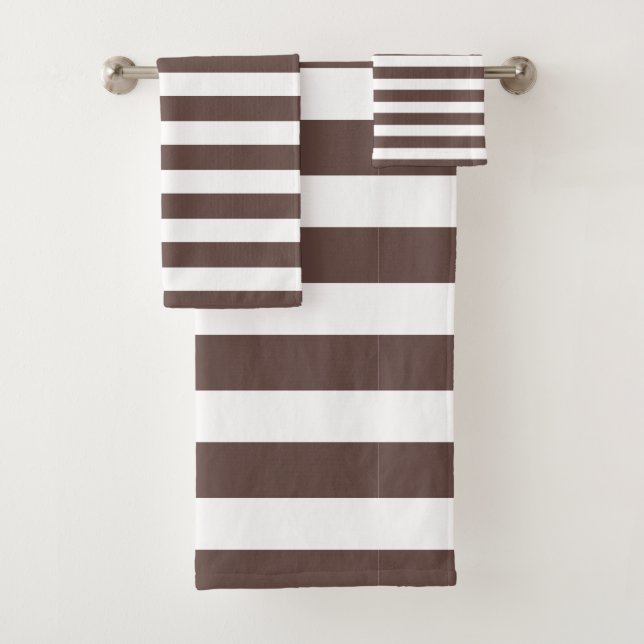 Brown & White Striped Bath Towels (Insitu)