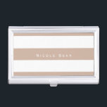 Brown & White Striped Chic Business Card Holder<br><div class="desc">Black & White Striped Chic Business Card Holder. Customize with any text or leave it blank.</div>