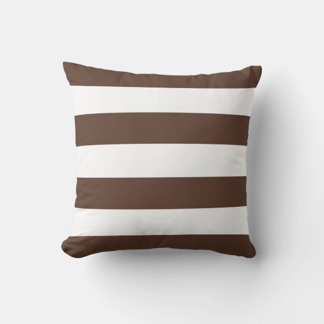 Brown & White Striped Pillow (Front)
