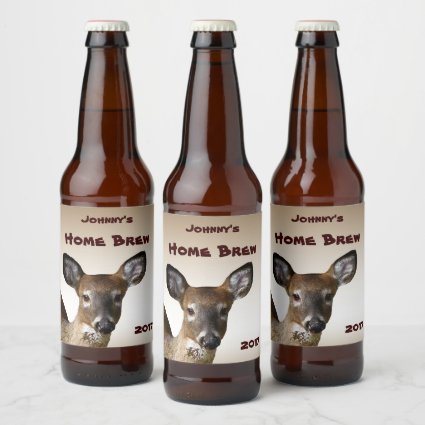 Brown White-Tailed Deer Nature Beer Label