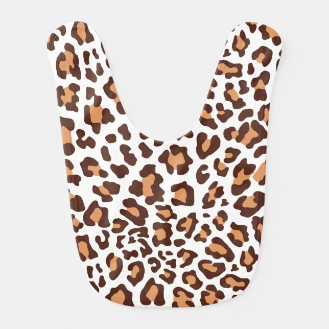 Brown, White, Tan Leopard Print Bib (Front)