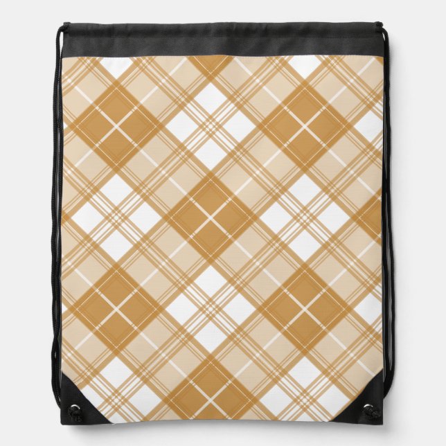 Brown White Tartan Pattern yxm0uat9 Drawstring Bag (Front)