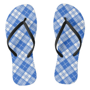 Brown White Tartan Pattern yxm0uat9 Flip Flops