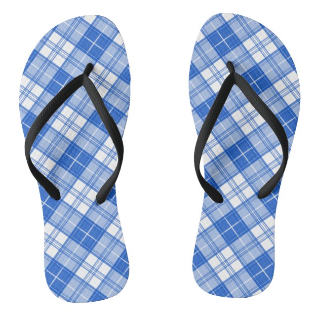 Brown White Tartan Pattern yxm0uat9 Flip Flops (Footbed)