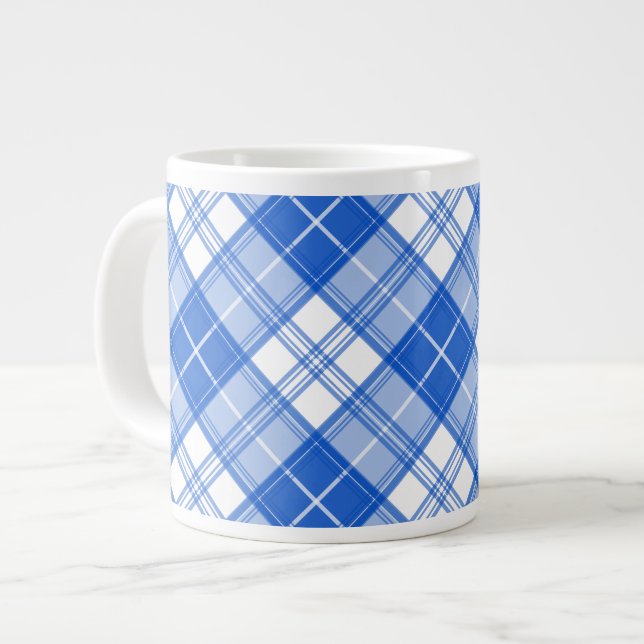 Brown White Tartan Pattern yxm0uat9 Giant Coffee Mug (Front Left)