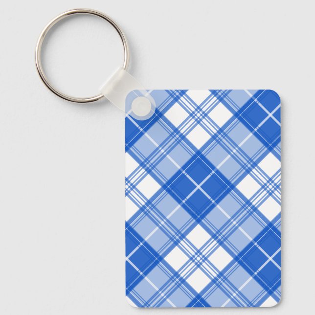 Brown White Tartan Pattern yxm0uat9 Keychain (Front)