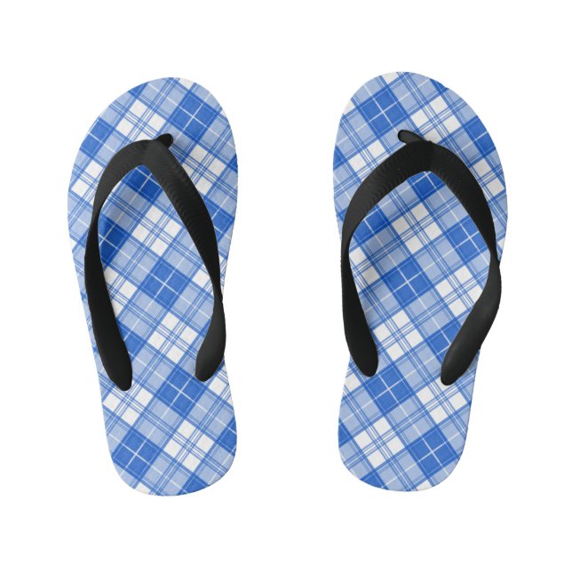 Brown White Tartan Pattern yxm0uat9 Kid's Flip Flops (Footbed)