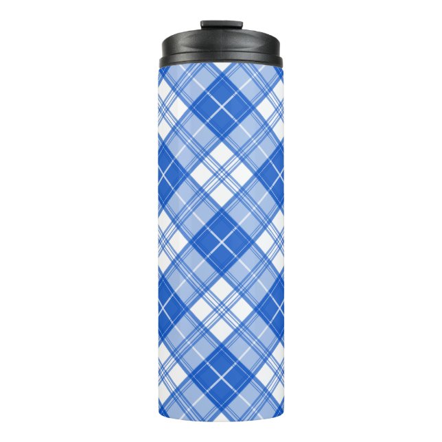 Brown White Tartan Pattern yxm0uat9 Thermal Tumbler (Front)