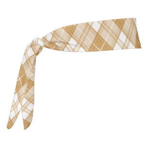 Brown White Tartan Pattern yxm0uat9 Tie Headband