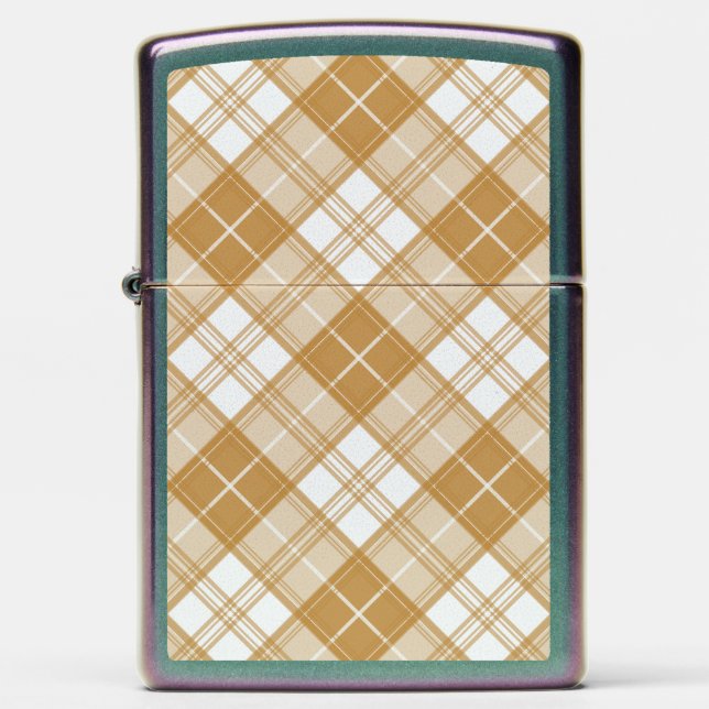 Brown White Tartan Pattern yxm0uat9 Zippo Lighter (Front)