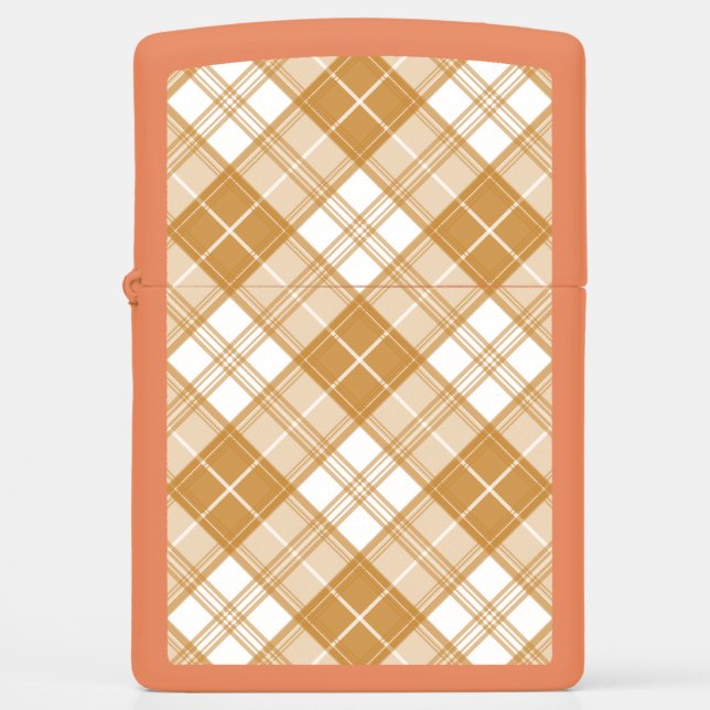 Brown White Tartan Pattern yxm0uat9 Zippo Lighter (Front)