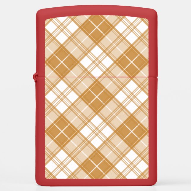 Brown White Tartan Pattern yxm0uat9 Zippo Lighter (Front)