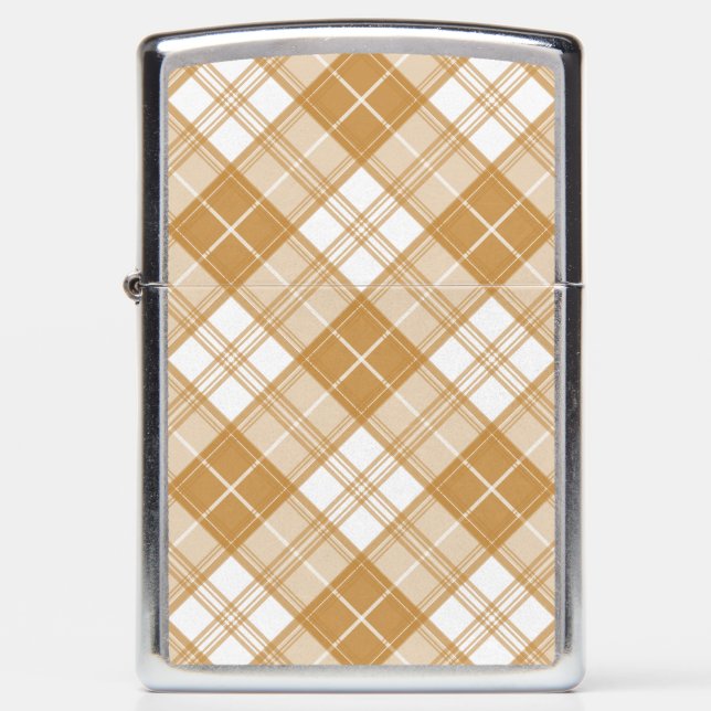 Brown White Tartan Pattern yxm0uat9 Zippo Lighter (Front)