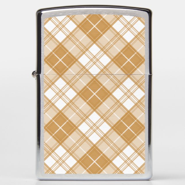 Brown White Tartan Pattern yxm0uat9 Zippo Lighter (Front)