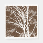 Brown White Tree Branches Napkins