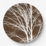 Brown White Tree Branches Paper Plates