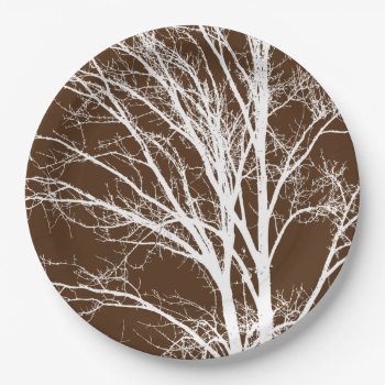 Brown White Tree Branches Paper Plates by peacefuldreams at Zazzle