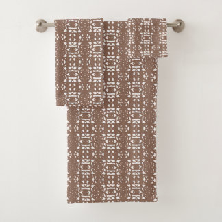 Brown & White Unique Abstract Pattern Bath Towel Set