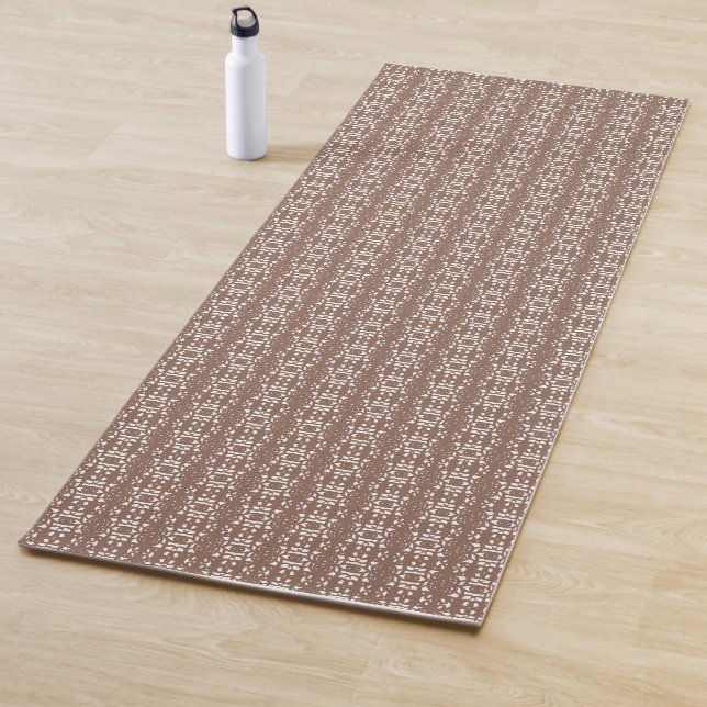 Brown & White Unique Abstract Pattern Yoga Mat (In Situ)
