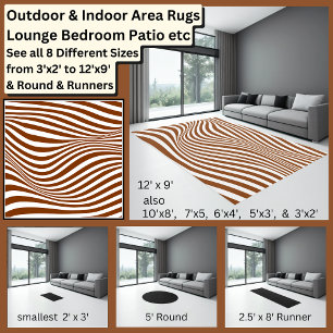 Brown White Waves Optical Illusion, Area Rug