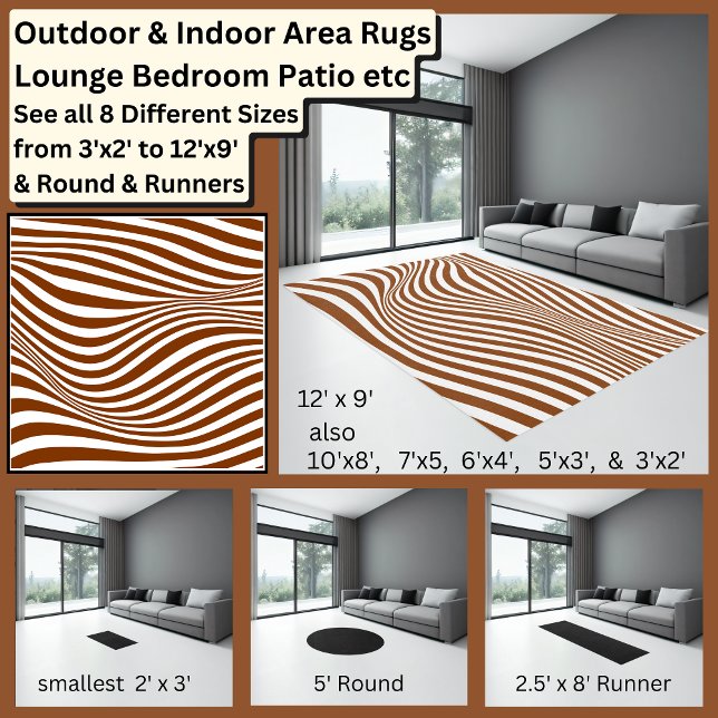 Brown White Waves Optical Illusion, Area Rug (Creator Uploaded)