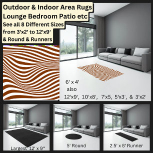 Brown White Waves Optical Illusion, Area Rug