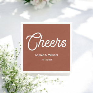 Brown White Wedding Terracotta  Napkins