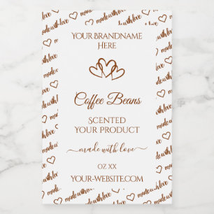 Brown White Word Cloud Frame Product Labels Hearts