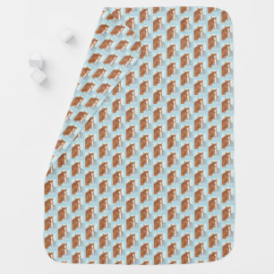 Brown Wild Horse Blue Mountain Lake - acrylic.   Baby Blanket