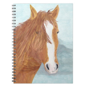 Brown Wild Horse Blue Mountain Lake - acrylic. Notebook