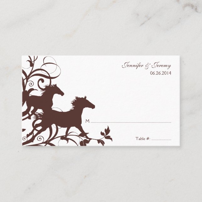 Brown Wild Horses Seating Card (Front)
