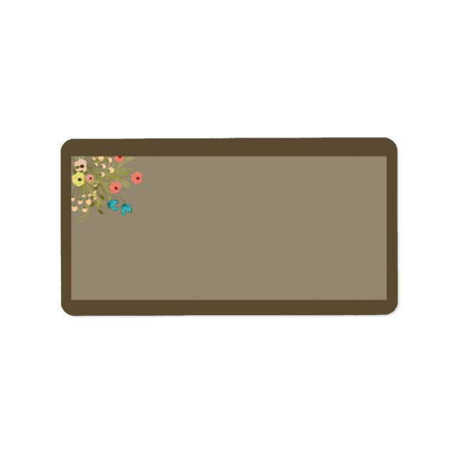 Brown Wildflowers Wedding Mailing Address Label (Front)