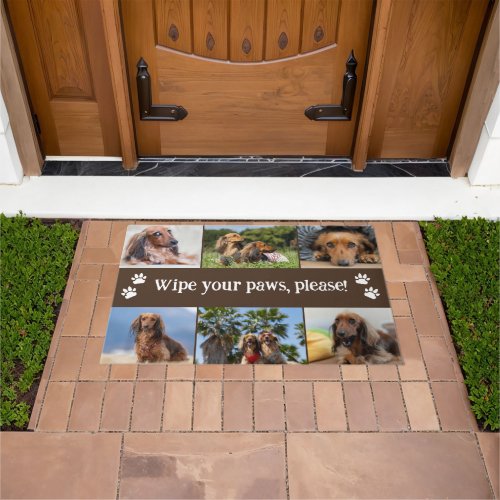 Brown Wipe Your Paws 6 Dog Photos Doormat