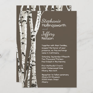 Brown with Birch Trees Wedding Invitation