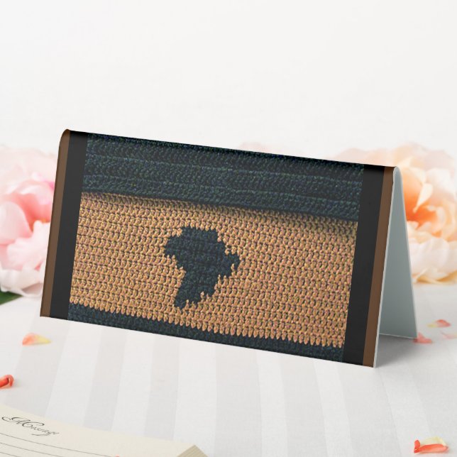 Brown with Black Africa Map Designer Crochet Print Table Tent (In SItu (Wedding))