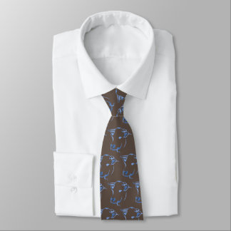 Brown with Blue Cows Head Pattern Neck Tie