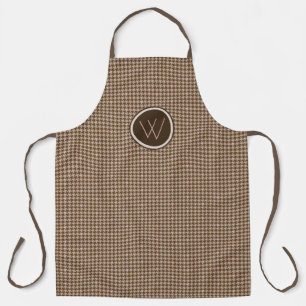 Brown with Rose Gold Accent Houndstooth Apron