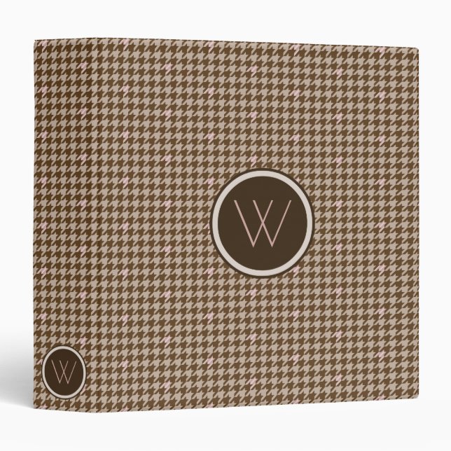 Brown with Rose Gold Accent Houndstooth Binder (Front/Spine)