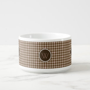Brown with Rose Gold Accent Houndstooth Chili Bowl