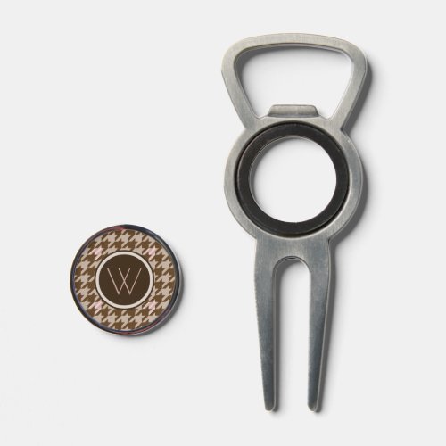 Brown with Rose Gold Accent Houndstooth Divot Tool
