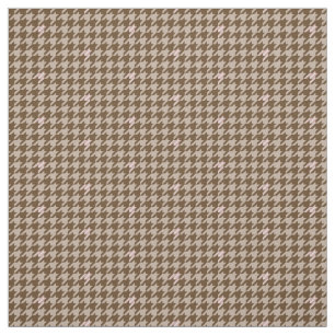 Brown with Rose Gold Accent Houndstooth Fabric