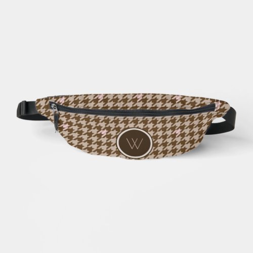 Brown with Rose Gold Accent Houndstooth Fanny Pack